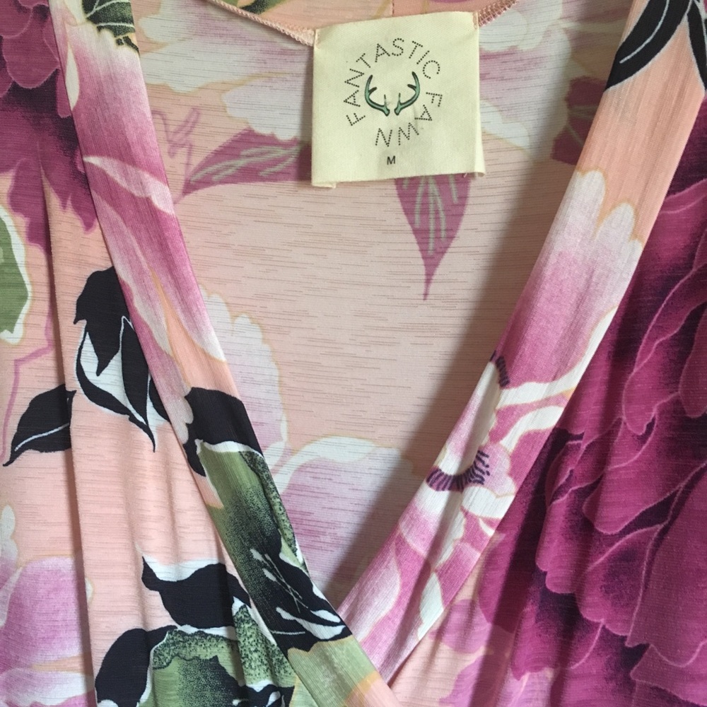 Pink floral midi dress